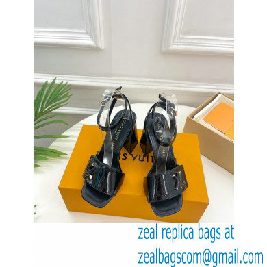 Louis Vuitton heel 8.5cm shake Sandals in glossy patent calf leather black 2023 - Click Image to Close