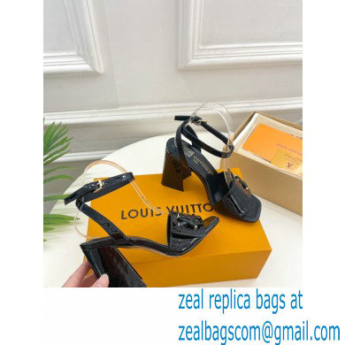 Louis Vuitton heel 8.5cm shake Sandals in glossy patent calf leather black 2023