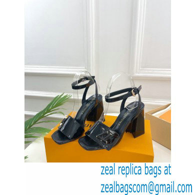 Louis Vuitton heel 8.5cm shake Sandals in glossy patent calf leather black 2023