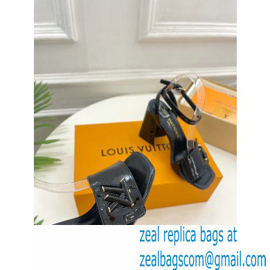Louis Vuitton heel 8.5cm shake Sandals in glossy patent calf leather black 2023 - Click Image to Close