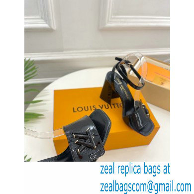 Louis Vuitton heel 8.5cm shake Sandals in glossy patent calf leather black 2023