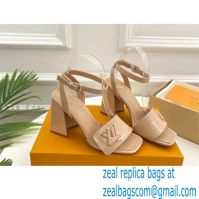 Louis Vuitton heel 8.5cm shake Sandals in glossy patent calf leather nude 2023 - Click Image to Close