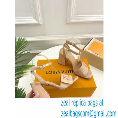 Louis Vuitton heel 8.5cm shake Sandals in glossy patent calf leather nude 2023