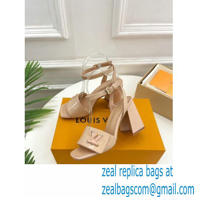 Louis Vuitton heel 8.5cm shake Sandals in glossy patent calf leather nude 2023 - Click Image to Close