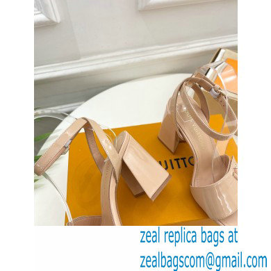 Louis Vuitton heel 8.5cm shake Sandals in glossy patent calf leather nude 2023 - Click Image to Close