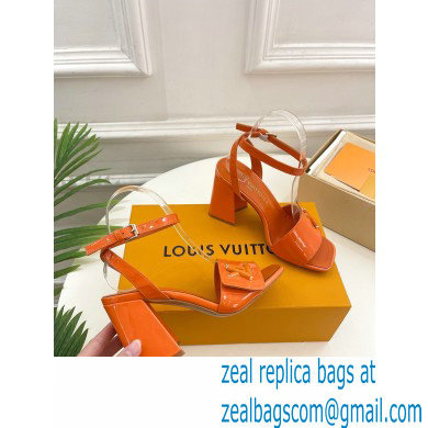Louis Vuitton heel 8.5cm shake Sandals in glossy patent calf leather orange 2023