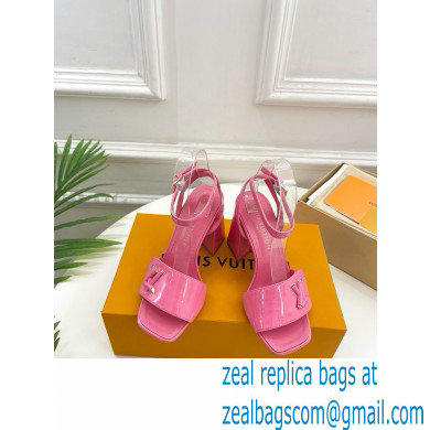 Louis Vuitton heel 8.5cm shake Sandals in glossy patent calf leather pink 2023