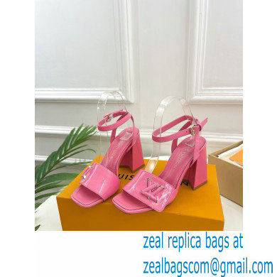 Louis Vuitton heel 8.5cm shake Sandals in glossy patent calf leather pink 2023