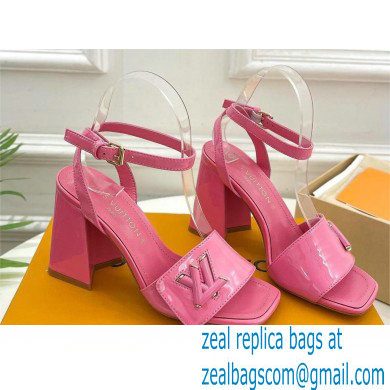 Louis Vuitton heel 8.5cm shake Sandals in glossy patent calf leather pink 2023 - Click Image to Close