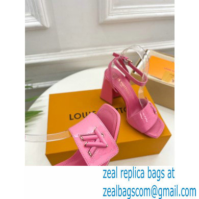 Louis Vuitton heel 8.5cm shake Sandals in glossy patent calf leather pink 2023