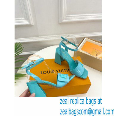 Louis Vuitton heel 8.5cm shake Sandals in glossy patent calf leather tiffany blue 2023