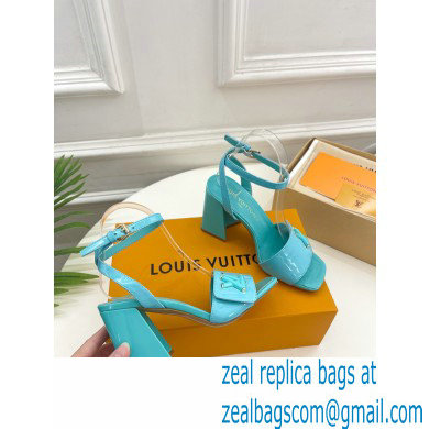 Louis Vuitton heel 8.5cm shake Sandals in glossy patent calf leather tiffany blue 2023