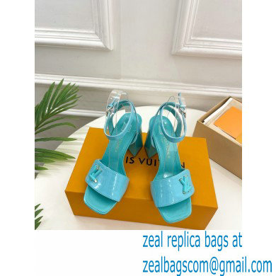 Louis Vuitton heel 8.5cm shake Sandals in glossy patent calf leather tiffany blue 2023