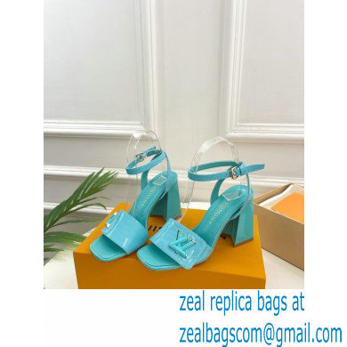 Louis Vuitton heel 8.5cm shake Sandals in glossy patent calf leather tiffany blue 2023 - Click Image to Close
