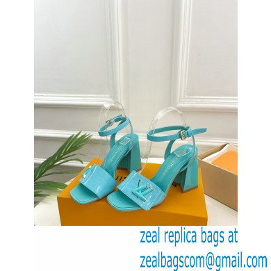 Louis Vuitton heel 8.5cm shake Sandals in glossy patent calf leather tiffany blue 2023