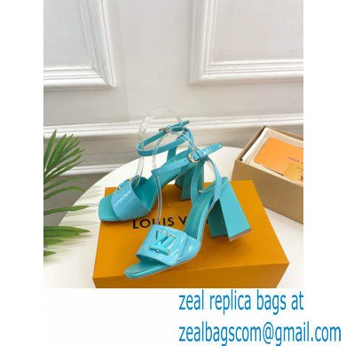 Louis Vuitton heel 8.5cm shake Sandals in glossy patent calf leather tiffany blue 2023