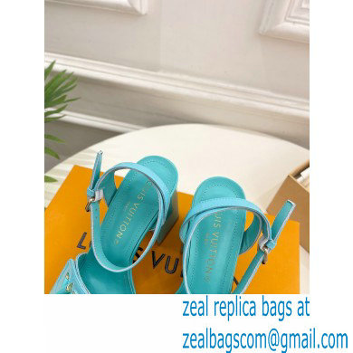 Louis Vuitton heel 8.5cm shake Sandals in glossy patent calf leather tiffany blue 2023