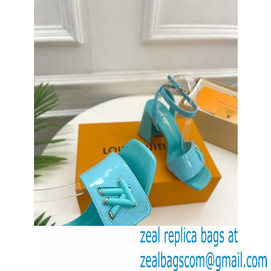 Louis Vuitton heel 8.5cm shake Sandals in glossy patent calf leather tiffany blue 2023 - Click Image to Close