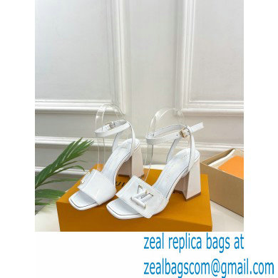 Louis Vuitton heel 8.5cm shake Sandals in glossy patent calf leather white 2023 - Click Image to Close