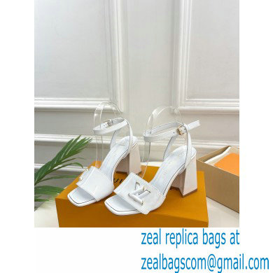 Louis Vuitton heel 8.5cm shake Sandals in glossy patent calf leather white 2023