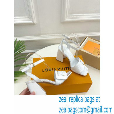 Louis Vuitton heel 8.5cm shake Sandals in glossy patent calf leather white 2023