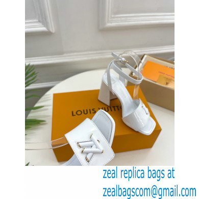 Louis Vuitton heel 8.5cm shake Sandals in glossy patent calf leather white 2023 - Click Image to Close