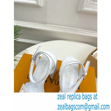 Louis Vuitton heel 8.5cm shake Sandals in glossy patent calf leather white 2023 - Click Image to Close