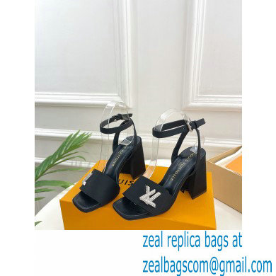 Louis Vuitton heel 8.5cm shake Sandals in satin black 2023