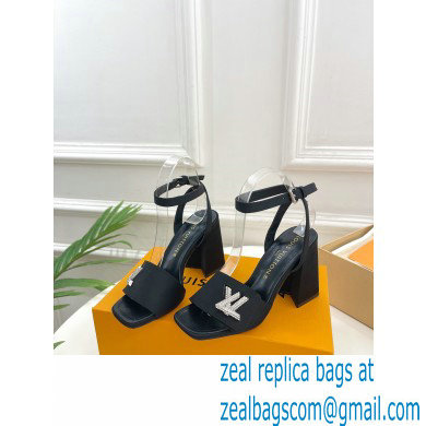 Louis Vuitton heel 8.5cm shake Sandals in satin black 2023 - Click Image to Close