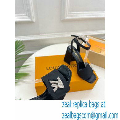 Louis Vuitton heel 8.5cm shake Sandals in satin black 2023 - Click Image to Close