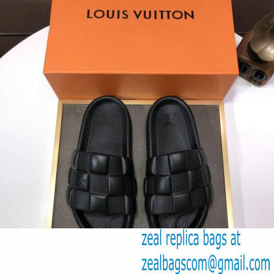 Louis Vuitton men's Waterfront Mule in Maxi Damier rubber black 2023
