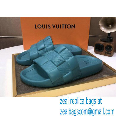 Louis Vuitton men's Waterfront Mule in Maxi Damier rubber blue 2023 - Click Image to Close