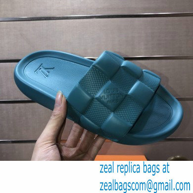 Louis Vuitton men's Waterfront Mule in Maxi Damier rubber blue 2023 - Click Image to Close