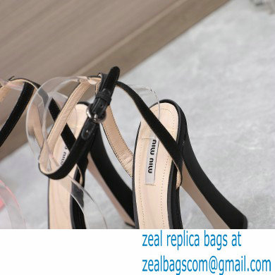Miu Miu Heel 14cm Satin platform sandals with bow Black 2023