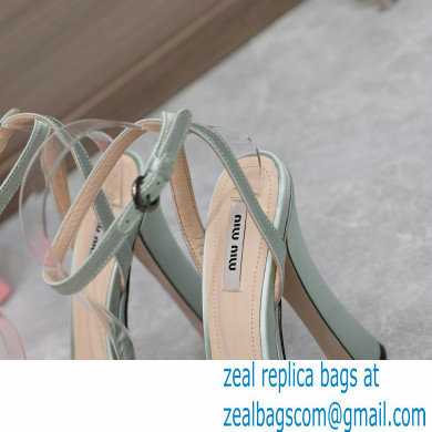 Miu Miu Heel 14cm Satin platform sandals with bow Light Green 2023
