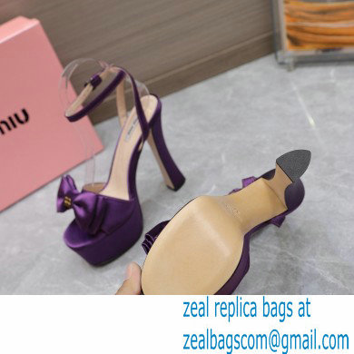 Miu Miu Heel 14cm Satin platform sandals with bow Purple 2023