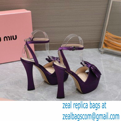 Miu Miu Heel 14cm Satin platform sandals with bow Purple 2023