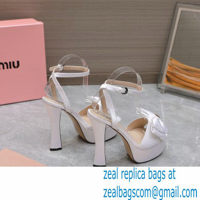 Miu Miu Heel 14cm Satin platform sandals with bow White 2023