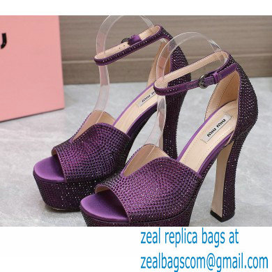 Miu Miu Heel 14cm Satin platform sandals with crystals Purple 2023 - Click Image to Close