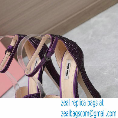 Miu Miu Heel 14cm Satin platform sandals with crystals Purple 2023 - Click Image to Close