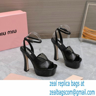 Miu Miu Heel 14cm Transparent platform sandals Black 2023 - Click Image to Close