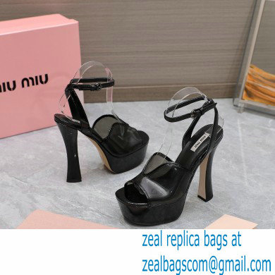 Miu Miu Heel 14cm Transparent platform sandals Black 2023