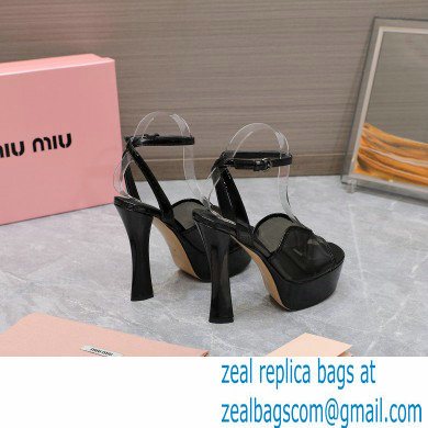 Miu Miu Heel 14cm Transparent platform sandals Black 2023