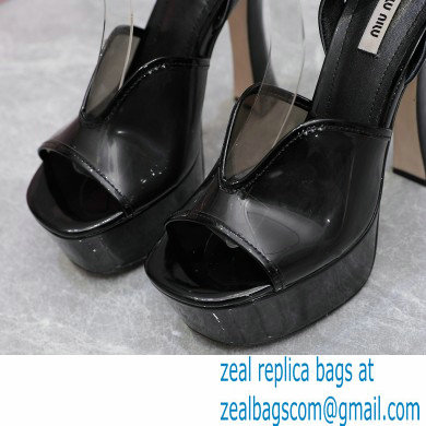 Miu Miu Heel 14cm Transparent platform sandals Black 2023
