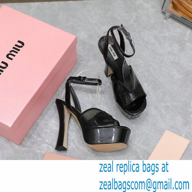 Miu Miu Heel 14cm Transparent platform sandals Black 2023