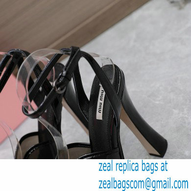 Miu Miu Heel 14cm Transparent platform sandals Black 2023