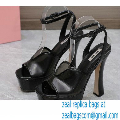 Miu Miu Heel 14cm Transparent platform sandals Black 2023