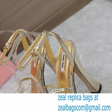 Miu Miu Heel 14cm Transparent platform sandals Gold 2023 - Click Image to Close