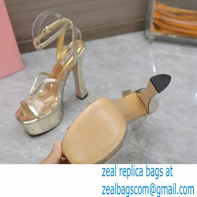 Miu Miu Heel 14cm Transparent platform sandals Gold 2023