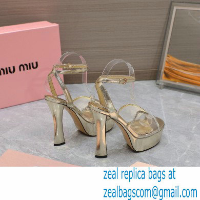 Miu Miu Heel 14cm Transparent platform sandals Gold 2023 - Click Image to Close